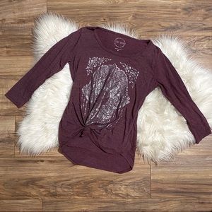 Lucky Brand Elephant Hasma Silver Foil Graphic Tee